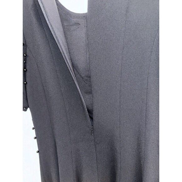 Rickie Freeman Teri Jon Black Beaded Fit And Flare Dress Size 6 - Picture 5 of 7